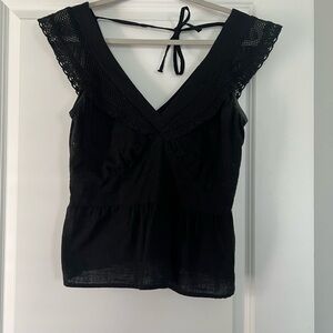 Old Navy Black Lace-Trim V-Neck Tie-Back Camisole
